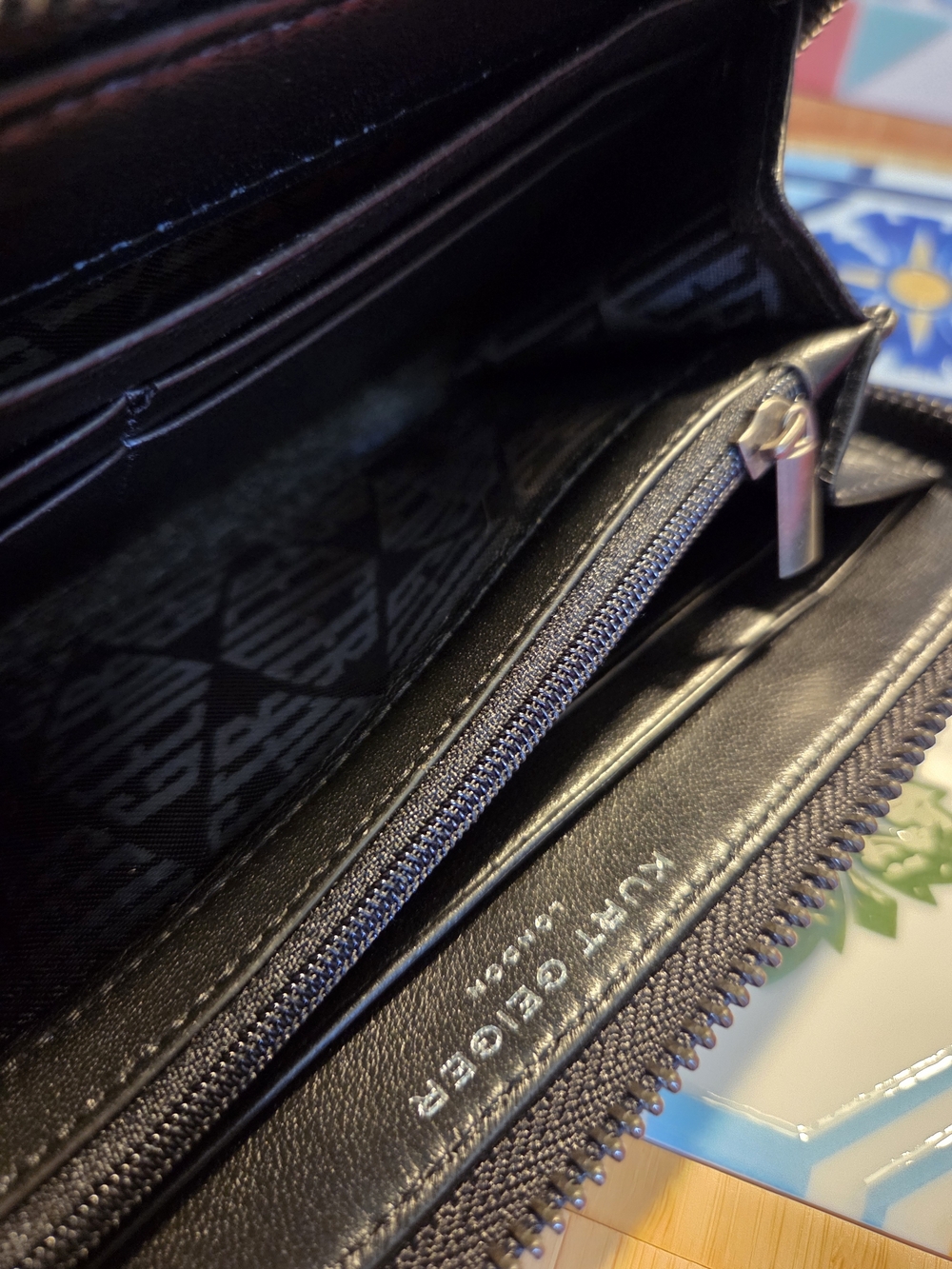Kurt Geiger Quilted Black Plush Lambskin Leather Full Size Wallet NWT - Picture 13 of 15